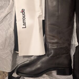 Larroude Brown Leather Knee-High Riding Boots